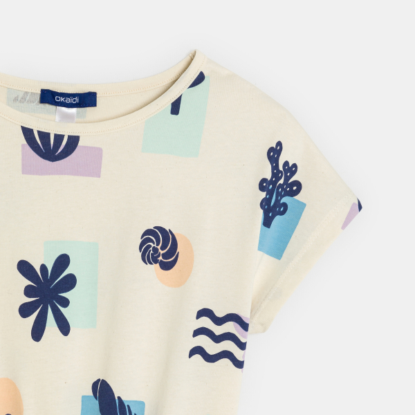 فستان صيفي من الجيرسيه، اللون بيج، للفتيات